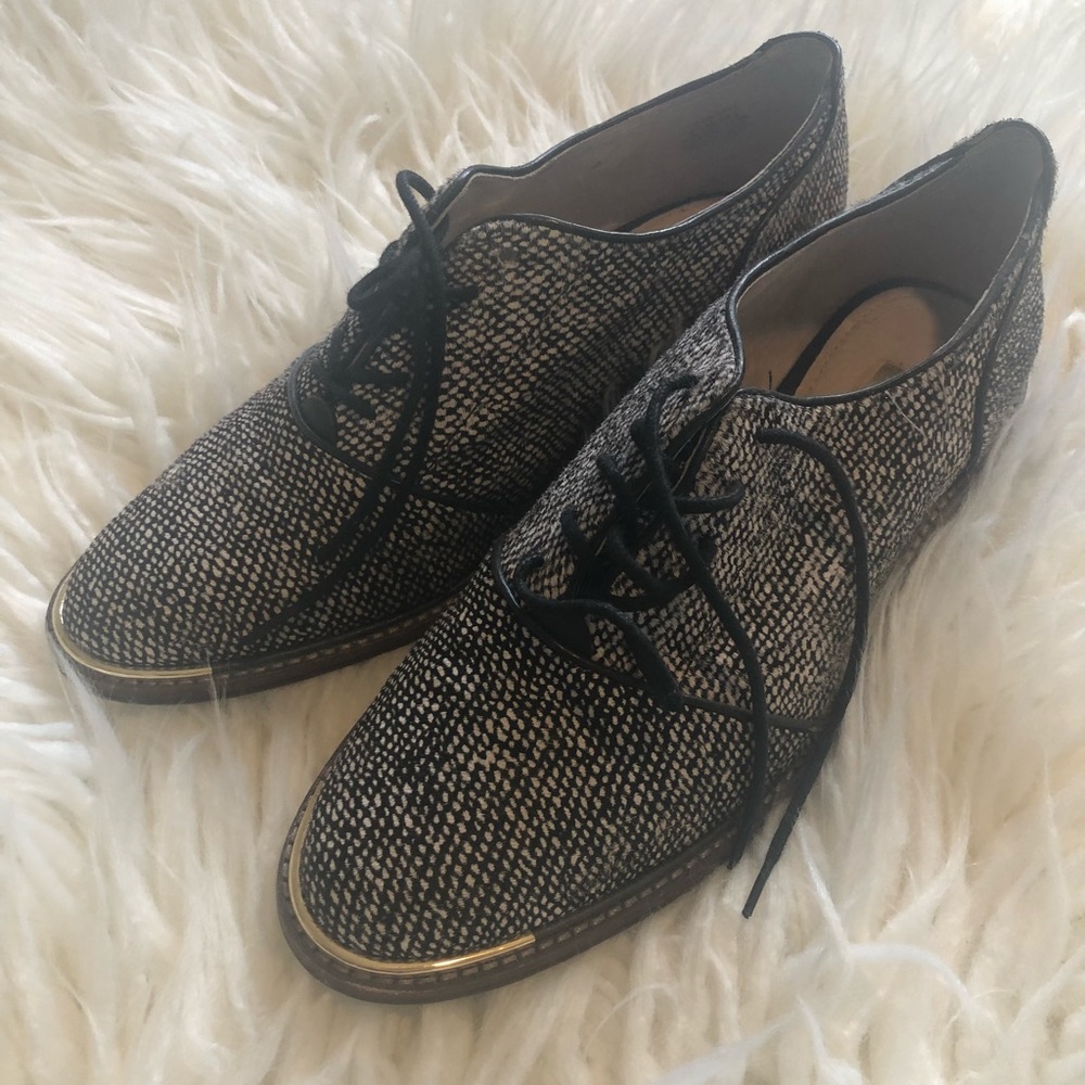 Louise Et Cie Cow Hair Gold Plated Loafers 8.5